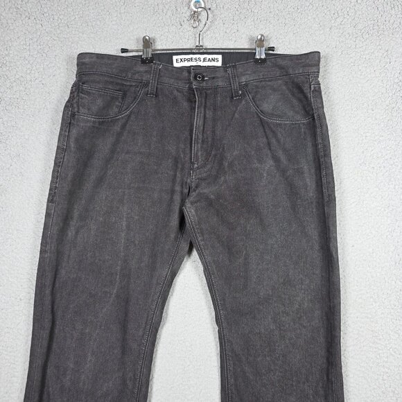 Express Jeans Mens SIze 34x32 Washed Black Rocco Slim Fit Straight Leg Cotton - Picture 2 of 11
